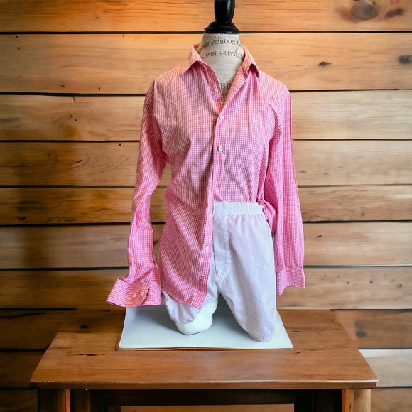 Pink gingham check button up cotton shirt. Gingham is super trendy summer wear - Picture 7 of 15